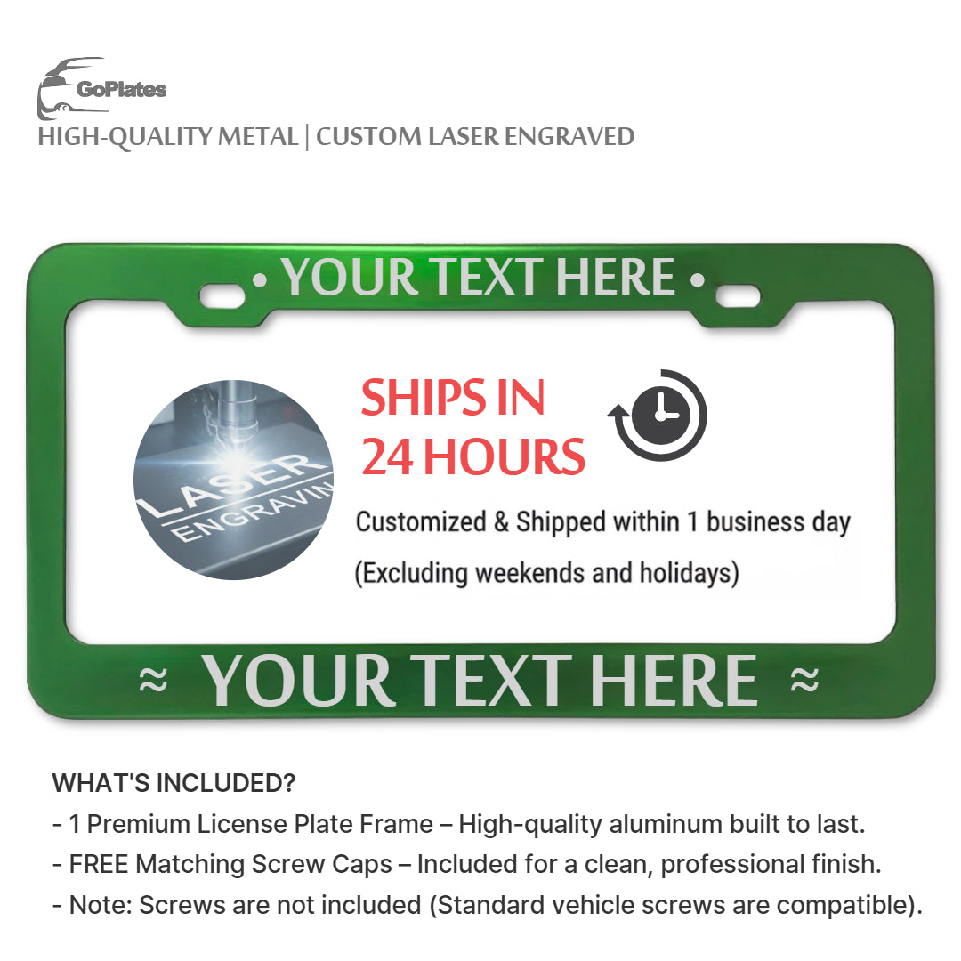 Custom License Plate Frames - Anodized Aluminum