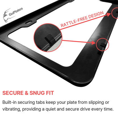 Fully Custom Laser-Engraved Aluminum License Plate Frame | Personalized with Emojis | 6 Premium Glossy Colors | Ships in 24 Hours | Black Frame