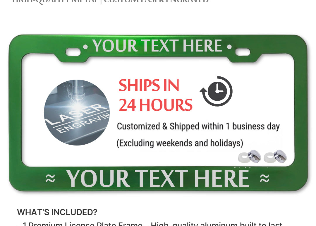 Custom License Plate Frames - Anodized Aluminum