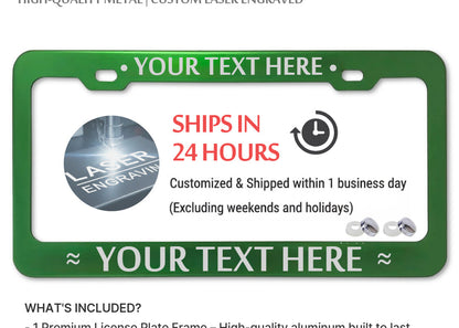 Custom License Plate Frames - Anodized Aluminum