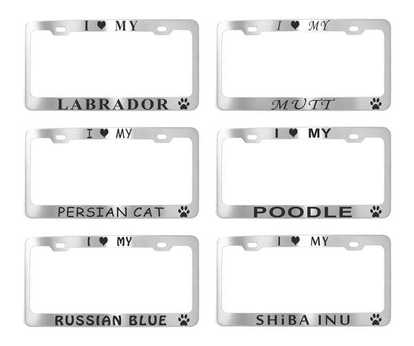 Pet License Plate Frames - Stainless Steel