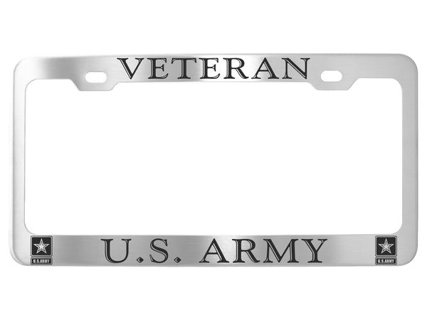 Military License Plate Frames - Stainless Steel
